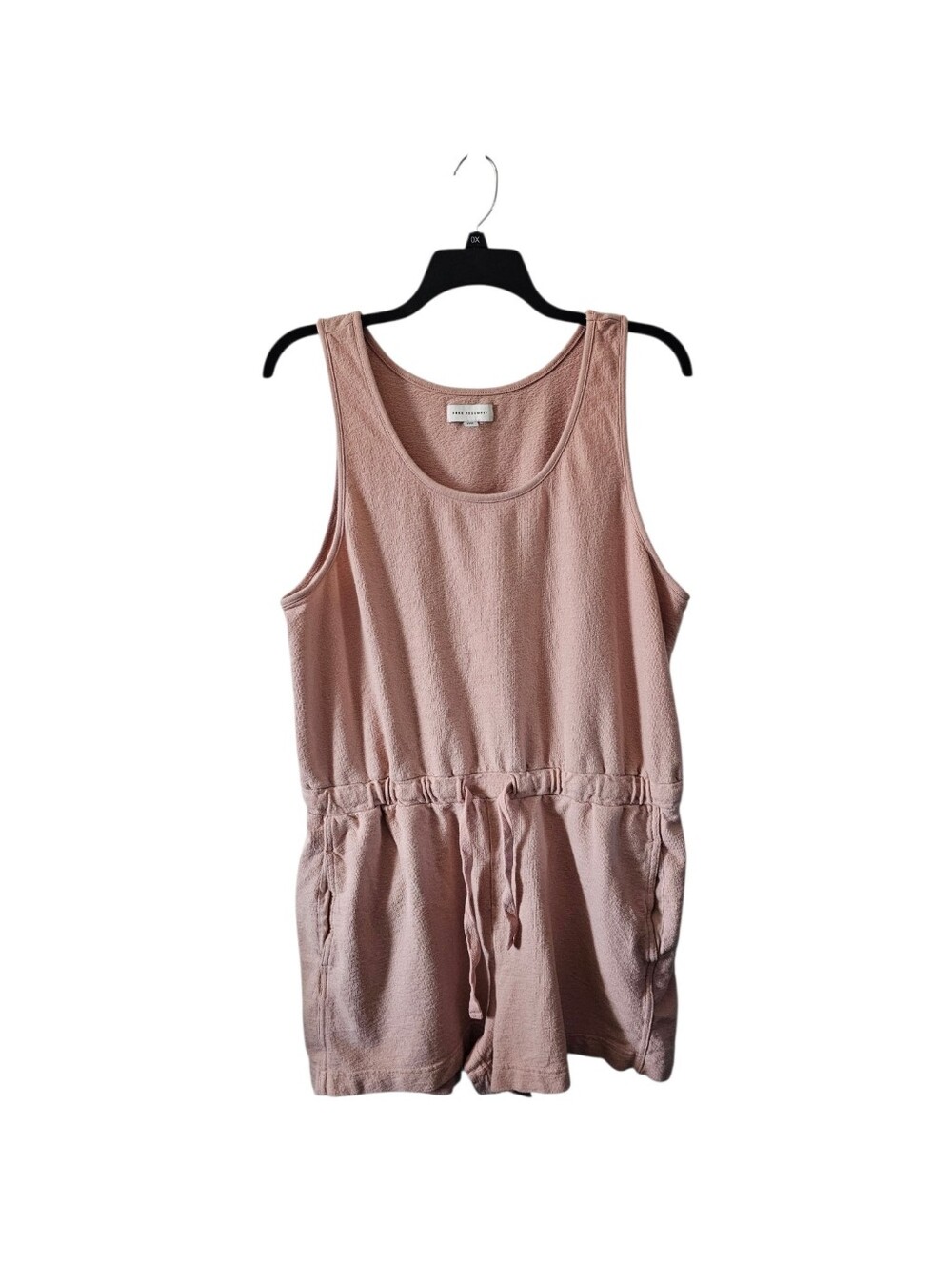 Free Assembly Womens Romper Size 3XL XXXL Pink Scoop Neck Knit Drawstring Pocket